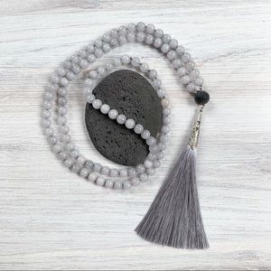 💦 MIST MALA 💦 Sterling Silver & Grey Jade